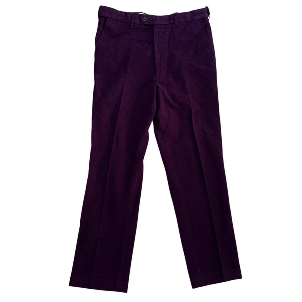 Peter Christian Trousers Mens 36x30 Purple Cotton Moleskin Brushed Cotton